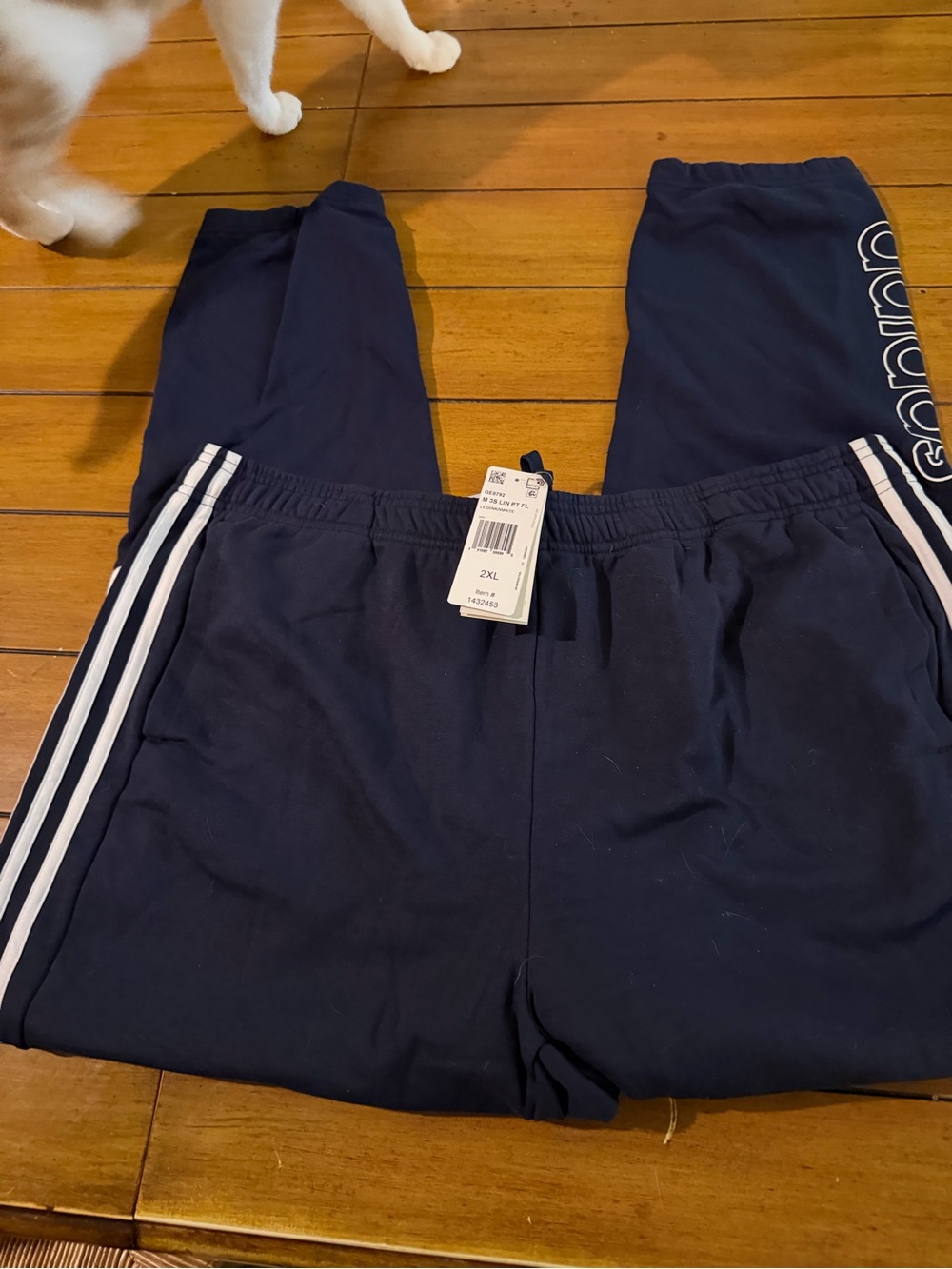 adidas Navy Sweatpants with White Side Stripes